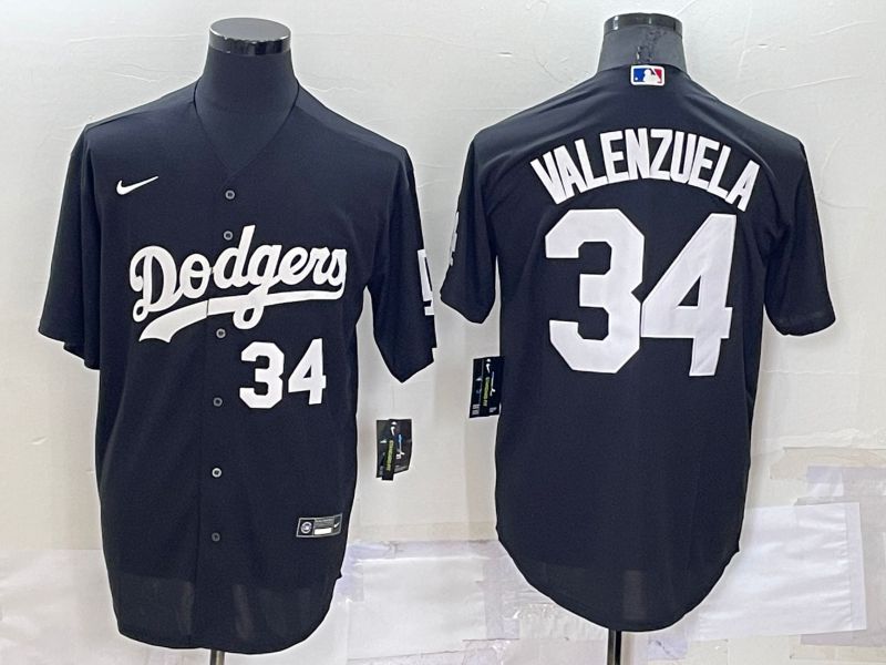 Men Los Angeles Dodgers #34 Valenzuela Black Inversion Nike 2022 MLB Jersey->los angeles dodgers->MLB Jersey